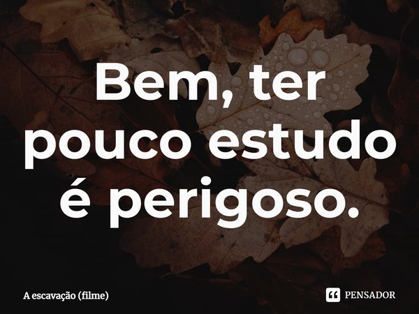 ⁠Bem, ter pouco estudo é perigoso.... Frase de A escavação (filme).