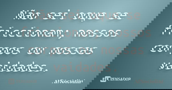 Não sei oque se friccionam; nossos corpos ou nossas vaidades.... Frase de AfNociolini.