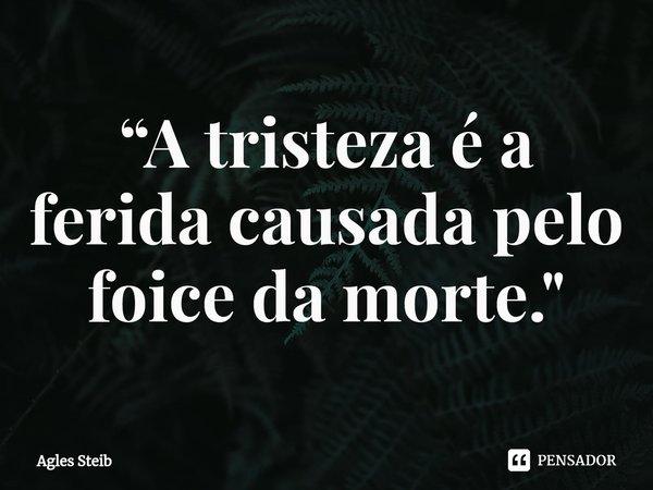 “⁠A tristeza é a ferida causada pelo foice da morte."... Frase de Agles Steib.