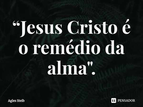 ⁠“Jesus Cristo é o remédio da alma".... Frase de Agles Steib.