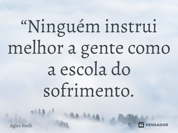 ⁠“Ninguém instrui melhor a gente como a escola do sofrimento.... Frase de Agles Steib.