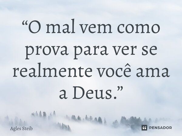 “O mal vem como prova para ver se realmente você ama a Deus.”⁠... Frase de Agles Steib.
