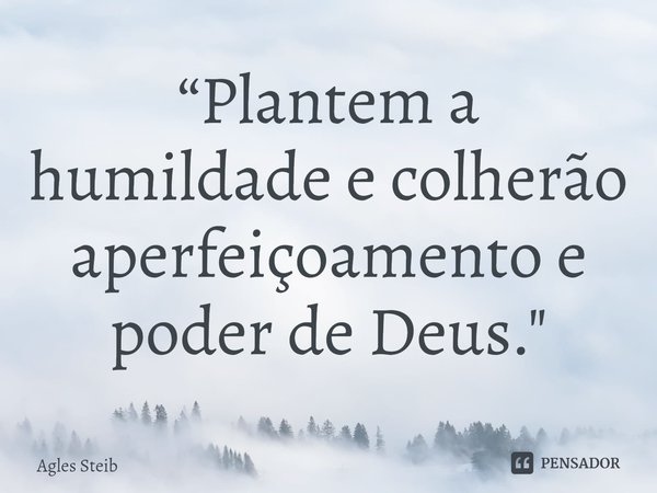 ⁠“⁠Plantem a humildade e colherão aperfeiçoamento e poder de Deus."... Frase de Agles Steib.