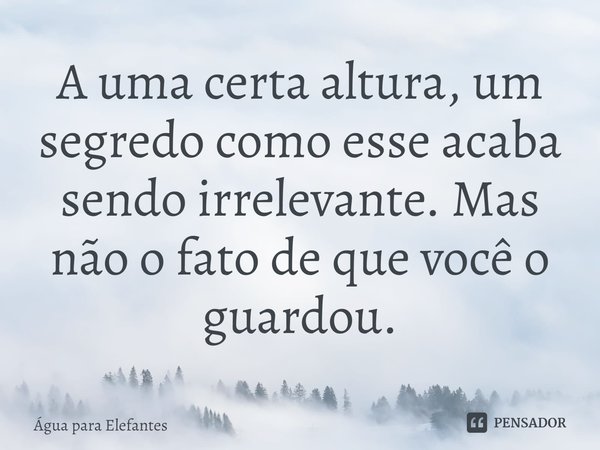 ⁠A uma certa altura, um segredo como esse acaba sendo irrelevante. Mas não o fato de que você o guardou.... Frase de Água para Elefantes.