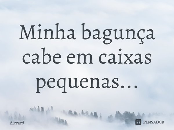 ⁠Minha bagunça cabe em caixas pequenas...... Frase de Aierard.