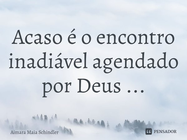 ⁠Acaso é o encontro inadiável agendado por Deus ...... Frase de Aimara Maia Schindler.