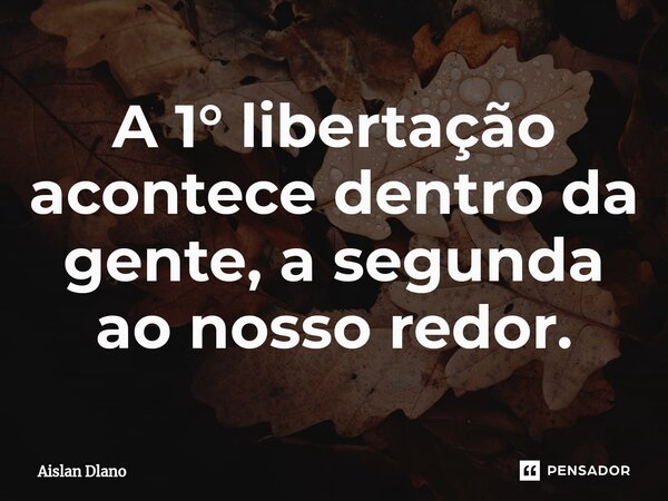 ⁠A 1° libertação acontece dentro da gente, a segunda ao nosso redor.... Frase de AISLAN DLANO.