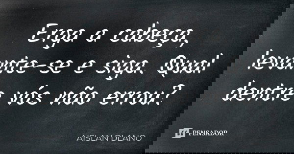 Erga a cabeça, levante-se e siga. Qual dentre vós não errou?... Frase de AISLAN DLANO.