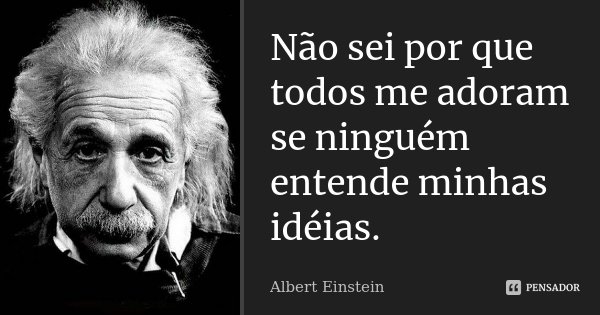 Não sei por que todos me adoram se ninguém entende minhas idéias.... Frase de Albert Einstein.