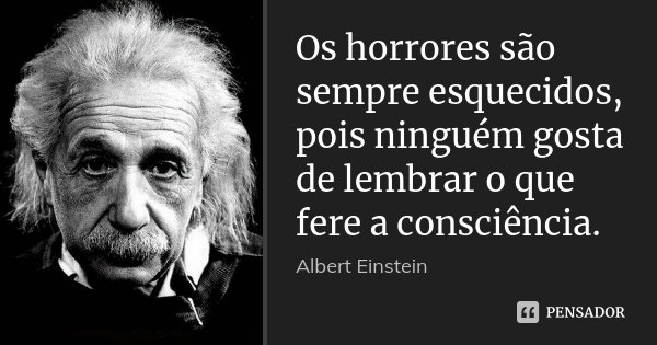 Os horrores são sempre esquecidos, pois ninguém gosta de lembrar o que fere a consciência.... Frase de Albert Einstein.