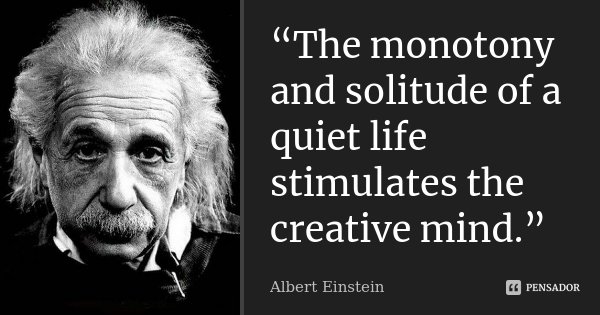 “The monotony and solitude of a quiet life stimulates the creative mind.”... Frase de Albert Einstein.