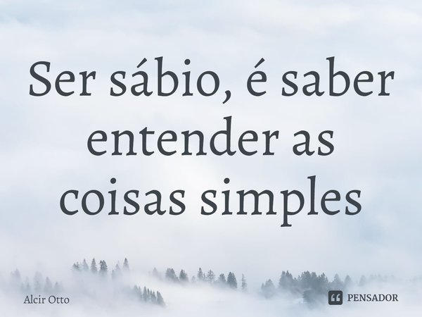⁠Ser sábio, é saber entender as coisas simples... Frase de Alcir Otto.