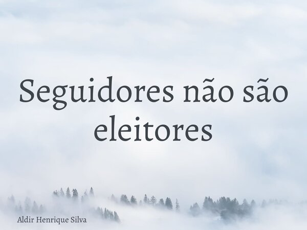 Seguidores não são eleitores... Frase de Aldir Henrique Silva.