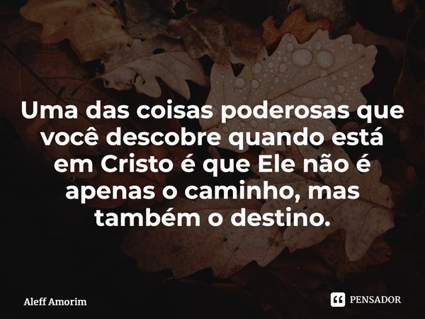 Uma das coisas poderosas que você descobre quando está em Cristo é que Ele não é apenas o caminho, mas também o destino.... Frase de Aleff Amorim.