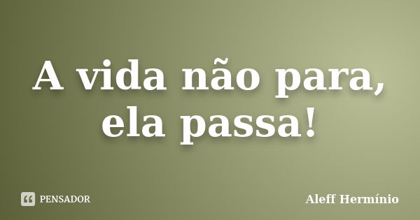 A vida não para, ela passa!... Frase de Aleff Hermínio.