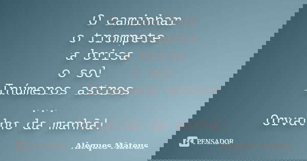 O caminhar o trompete a brisa o sol Inúmeros astros ... Orvalho da manhã!... Frase de Aleques Mateus.