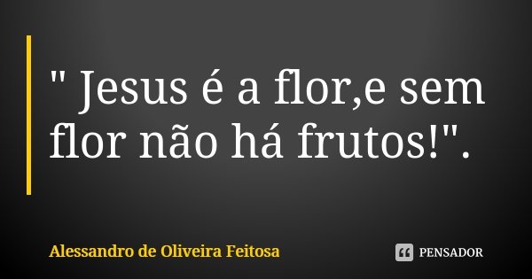 " Jesus é a flor,e sem flor não há frutos!".... Frase de Alessandro de Oliveira Feitosa..