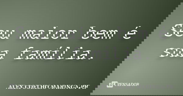 Seu maior bem é sua família.... Frase de ALEX COELHO MARINGA-PR.