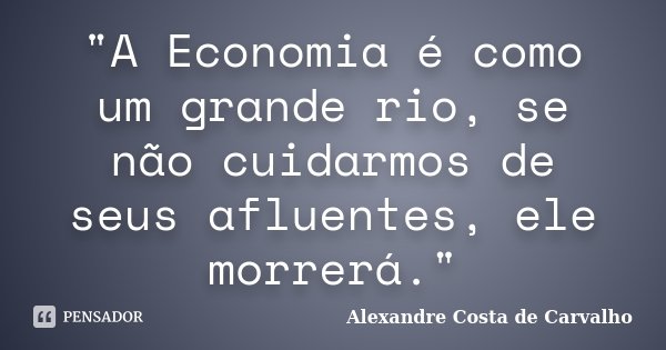 "A Economia é como um grande rio, se não cuidarmos de seus afluentes, ele morrerá."... Frase de Alexandre Costa de Carvalho.