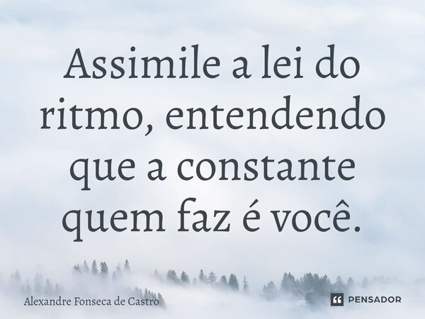 ⁠Assimile a lei do ritmo, entendendo que a constante quem faz é você.... Frase de Alexandre Fonseca de Castro.