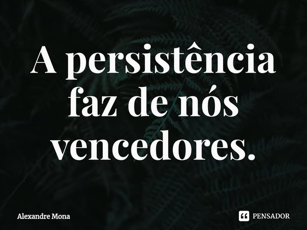 ⁠A persistência faz de nós vencedores.... Frase de Alexandre Mona.