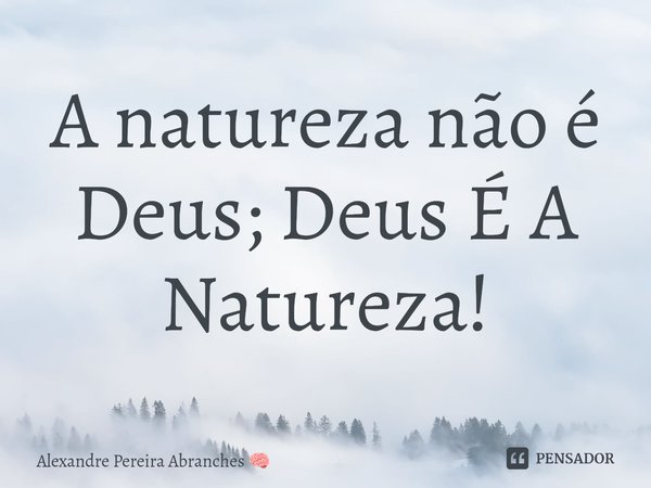 ⁠A natureza não é Deus; Deus É A Natureza!... Frase de Alexandre Pereira Abranches.