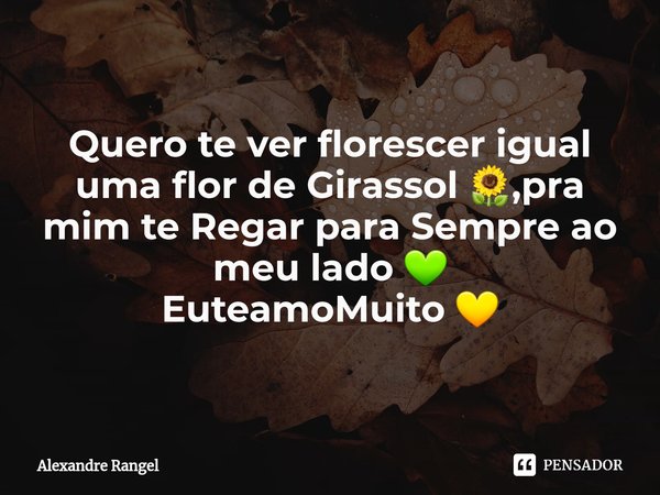 ⁠
Quero te ver florescer igual uma flor de Girassol 🌻,pra mim te Regar para Sempre ao meu lado 💚 EuteamoMuito 💛... Frase de Alexandre Rangel.
