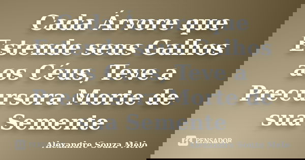 Cada Árvore que Estende seus Galhos aos Céus, Teve a Precursora Morte de sua Semente... Frase de Alexandre Souza Melo.