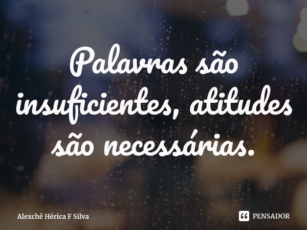 ⁠Palavras são insuficientes, atitudes são necessárias.... Frase de Alexchê Hérica F Silva.