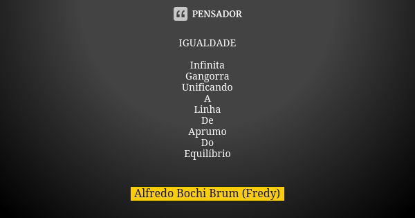 IGUALDADE Infinita Gangorra Unificando A Linha De Aprumo Do Equilíbrio... Frase de Alfredo Bochi Brum (Fredy).