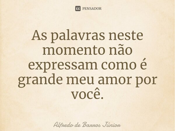 As palavras neste momento ⁠não expressam como é grande meu amor por você.... Frase de Alfredo de Barros Júnior.