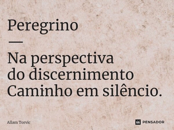 Peregrino — ⁠Na perspectiva do discernimento Caminho em silêncio. ⁠... Frase de Allam Torvic.