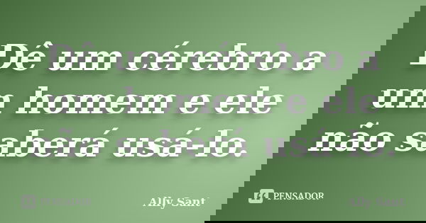 Dê um cérebro a um homem e ele não saberá usá-lo.... Frase de Ally Sant.