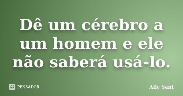 Dê um cérebro a um homem e ele não saberá usá-lo.... Frase de Ally Sant.