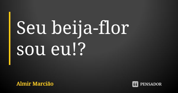 Seu beija-flor sou eu!?... Frase de Almir Marcião.