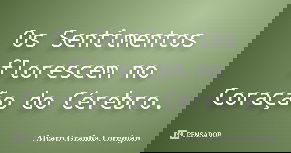 Os Sentimentos florescem no Coração do Cérebro.... Frase de Alvaro Granha Loregian.