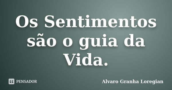 Os Sentimentos são o guia da Vida.... Frase de Alvaro Granha Loregian.