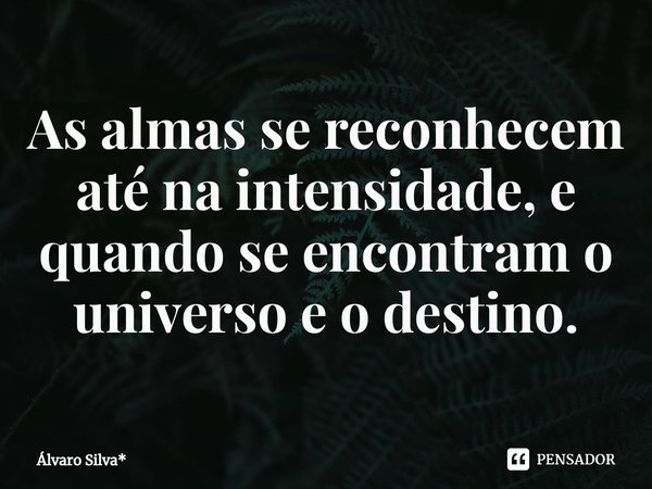 ⁠As almas se reconhecem até na intensidade, e quando se encontram o universo e o destino.... Frase de Álvaro Silva*.
