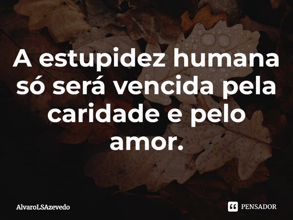 ⁠A estupidez humana só será vencida pela caridade e pelo amor.... Frase de AlvaroLSAzevedo.