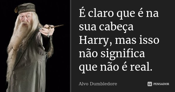 É claro que é na sua cabeça Harry, mas isso não significa que não é real.... Frase de Alvo Dumbledore.
