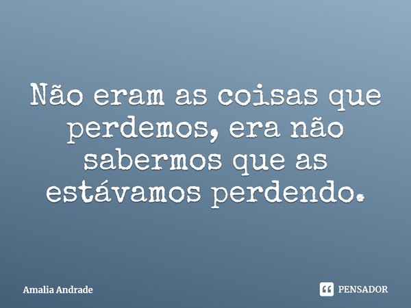 Não eram as coisas que perdemos, era... Amalia Andrade - Pensador