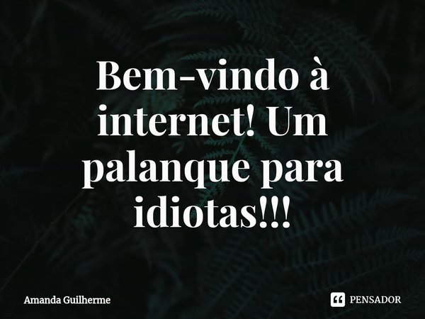 ⁠Bem-vindo à internet! Um palanque para idiotas!!!... Frase de Amanda Guilherme.