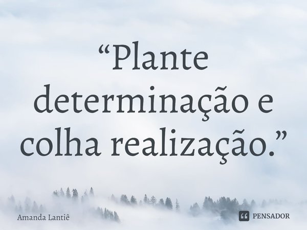⁠“Plante determinação e colha realização.”... Frase de Amanda Lantiê.