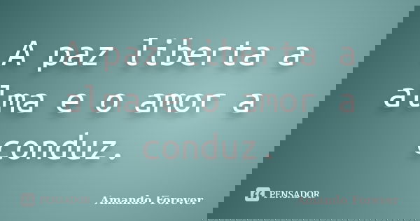 A paz liberta a alma e o amor a conduz.... Frase de Amando Forever.