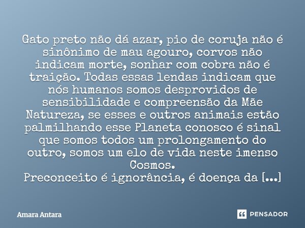 Gato Preto Nao Da Azar Pio De Amara Antara Todas essas lendas indicam que nós humanos somos desprovidos de sensibilidade e compreensão da mãe natureza, se esses e outros animais estão palmilhando esse. gato preto nao da azar pio de amara