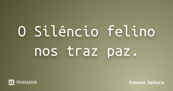 O Silêncio felino nos traz paz.... Frase de Amara Antara.