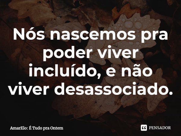 ⁠Nós nascemos pra poder viver incluído, e não viver desassociado.... Frase de AmarElo: É Tudo pra Ontem.