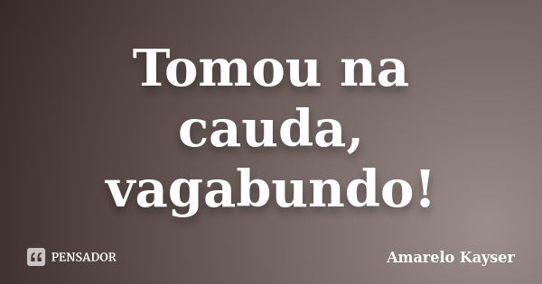 Tomou na cauda, vagabundo!... Frase de Amarelo Kayser.