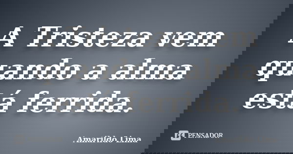 A Tristeza vem quando a alma está ferrida.... Frase de Amarildo Lima.