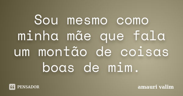 Sou mesmo como minha mãe que fala um montão de coisas boas de mim.... Frase de amauri valim.